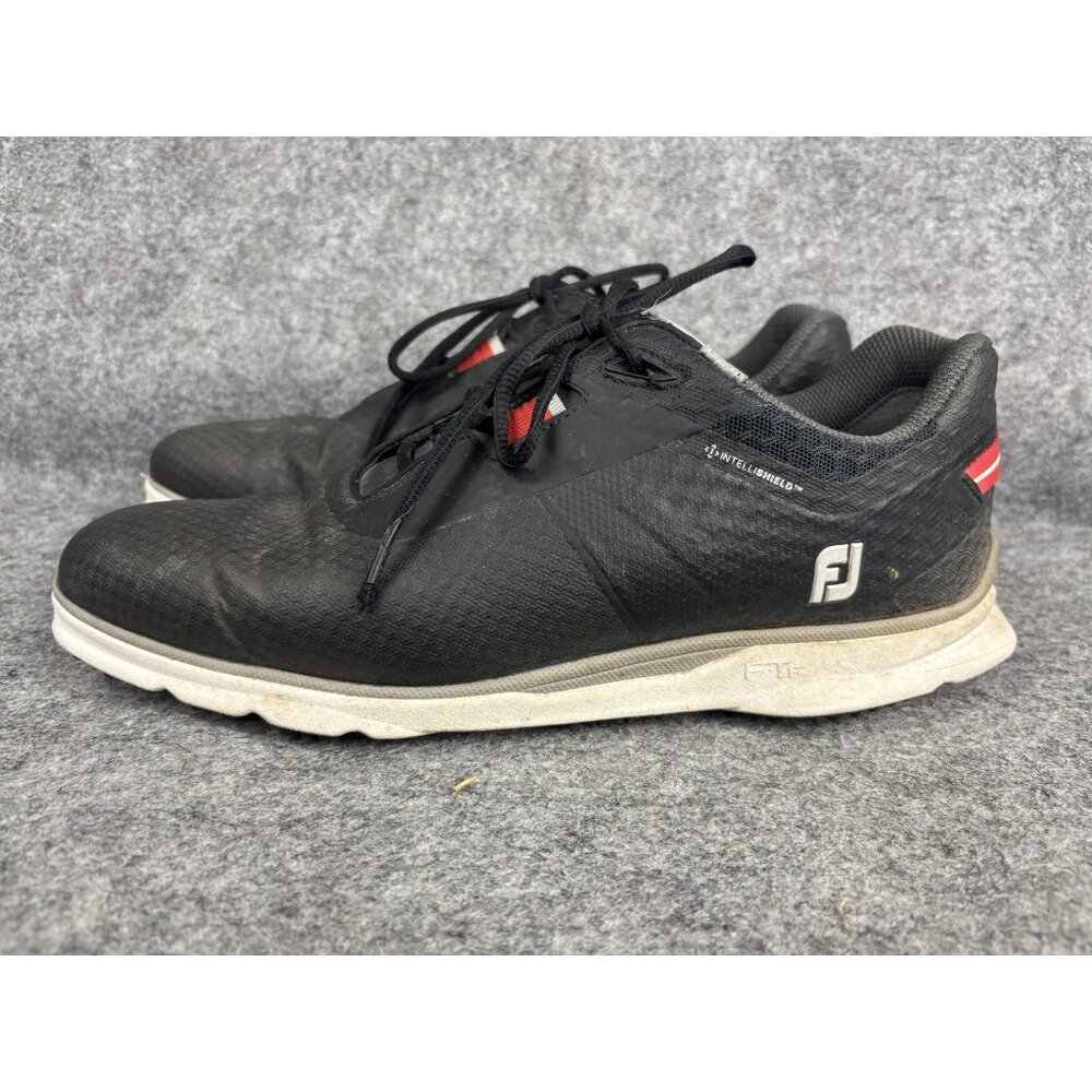 FootJoy Pro SL Golf Shoes Mens Size 10 Black White Spikeless‎ Lace Up FJ Logo